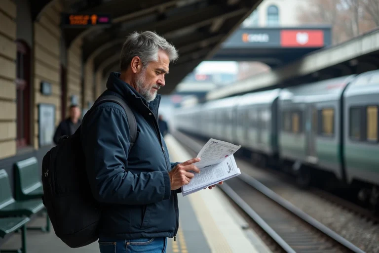 Homme d'âge moyen à la station centrale de Montréal